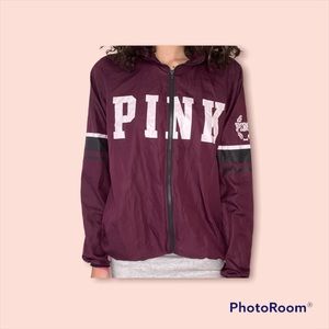 burgundy windbreaker